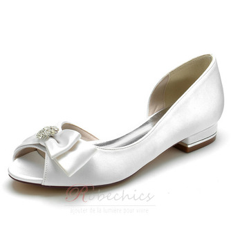 Chaussures de mariage pour la mariée Talons bas Strass Chaussures de mariée Satin Soirée Chaussures de bal - Page 1