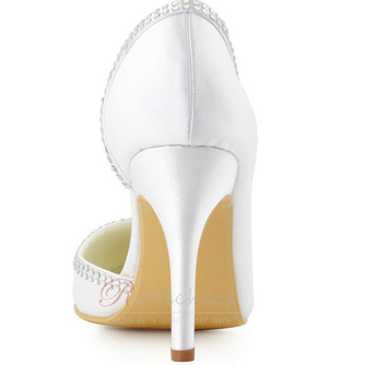 Satin soie bout pointu strass chaussures de mariage côté chaussures de mariée creuses stiletto - Page 5