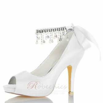 Perle strass talons hauts chaussures de demoiselle d'honneur de mariage talons hauts de mariée - Page 5