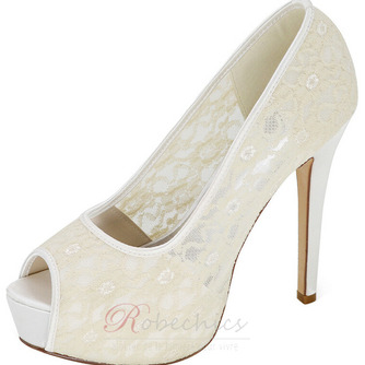 Chaussures de mariage en dentelle blanc talons hauts plate-forme sandales chaussures de banquet chaussures de mariée - Page 6