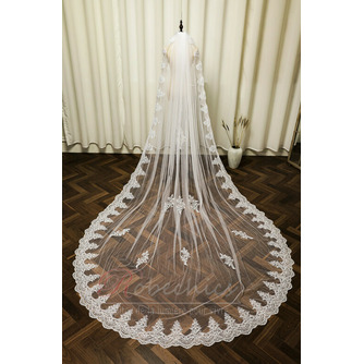 Voile de dentelle monocouche accessoires de mariage voile ivoire blanc de mariée avec voile de peigne à cheveux en métal - Page 3