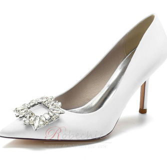 Aux femmes Satiné Talon aiguille Talon haut Bout fermé avec Strass soirée talons hauts - Page 6