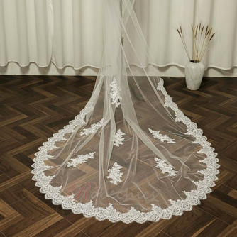 Dentelle dentelle voile rangée fleur voile de mariée image réelle voile de mariée blanc ivoire voile de mariée - Page 3