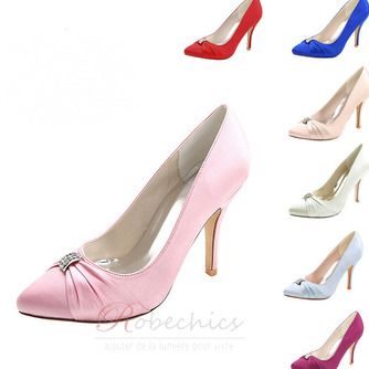 Chaussures de mariage pointues féminines mode chaussures à talons hauts en satin strass - Page 2