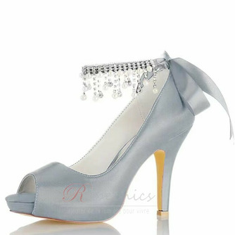 Perle strass talons hauts chaussures de demoiselle d'honneur de mariage talons hauts de mariée - Page 12