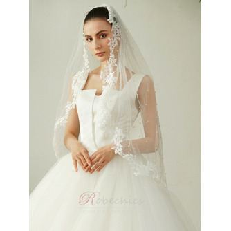 Voile de mariée en perles Voile court en dentelle Voile de mariage nuptiale - Page 1