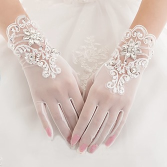 Gants de mariage White Short Été Perle Full finger Appropriate - Page 1