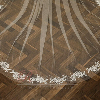 Voile de mariée en dentelle Voile de fleur de perle Voile de mariage long Voile d'ivoire blanc - Page 3