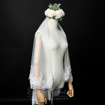 Voile de mariage élégant voile court véritable voile photo une couche de voile de mariée ivoire blanc - Page 3