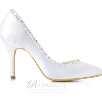 Satin soie bout pointu strass chaussures de mariage côté chaussures de mariée creuses stiletto - Page 4