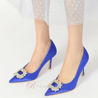 Aux femmes Satiné Talon aiguille Talon haut Bout fermé avec Strass soirée talons hauts - Page 5