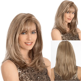 Perruque Inclined bangs High temperature material Yellow 45-50 CM - Page 1