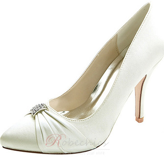 Chaussures de mariage pointues féminines mode chaussures à talons hauts en satin strass - Page 1