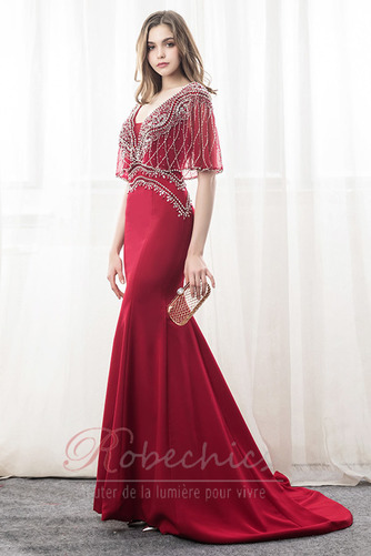 Robe de Soirée Sirène Perle Soie Manche Courte Dos nu Naturel taille - Page 3