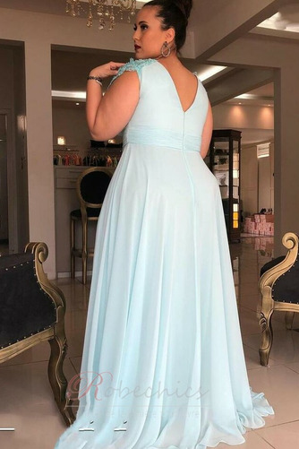 Robe de Soirée Longue Col en V Foncé Sans Manches Mousseline de soie - Page 2
