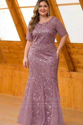 Robe de Soirée Sirène Pomme noble Col ras du Cou Manche Courte Zip - Page 7