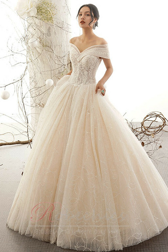 Robe de mariée Naturel taille Mancheron Tissu Dentelle Lacet Longueur au sol - Page 1