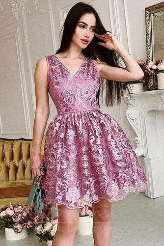Robe de Cocktail a ligne Dramatique Sans Manches Dentelle Zip - Page 2
