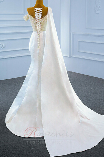 Robe de mariée Perles Longue Automne Fourreau Avec Bijoux Col Asymétrique - Page 5