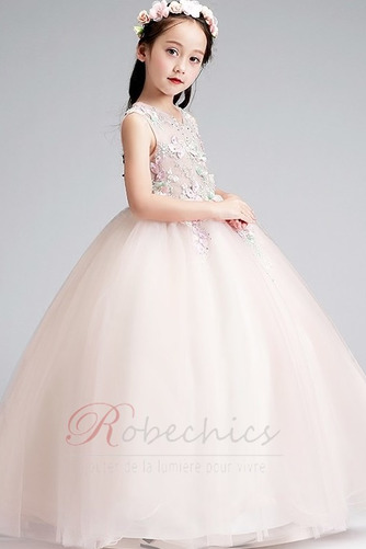 Robe Cortège Fille Tulle Médium Cérémonial Fermeture éclair A-ligne - Page 4