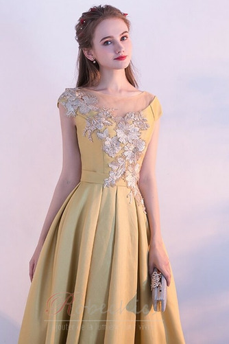 Robe de Soirée Manche de T-shirt Poire Appliques Satin Manche Courte - Page 5