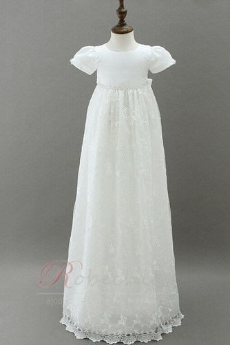 Robe de baptême Naturel taille Cérémonial Col ras du Cou Tulle Nœud à Boucles - Page 2