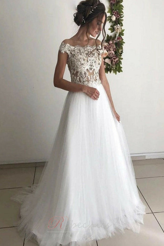 Robe de mariée Épaule Dégagée Sans Manches Elégant Naturel taille - Page 1