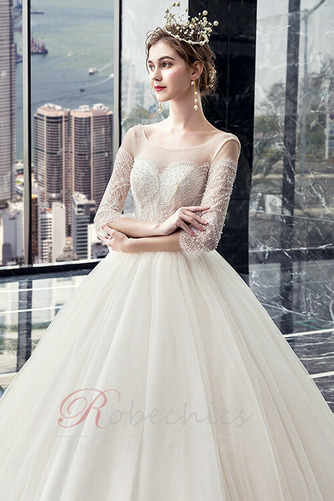 Robe de mariée Naturel taille Lacet De plein air Elégant Col U Profond - Page 4