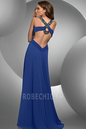 Robe de Bal taille haute Mousseline de soie Maigre Bleu foncé - Page 2