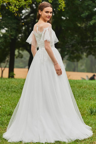 Robe de mariée Jardin A-ligne Naturel taille Au Drapée Zip Manche Courte - Page 2