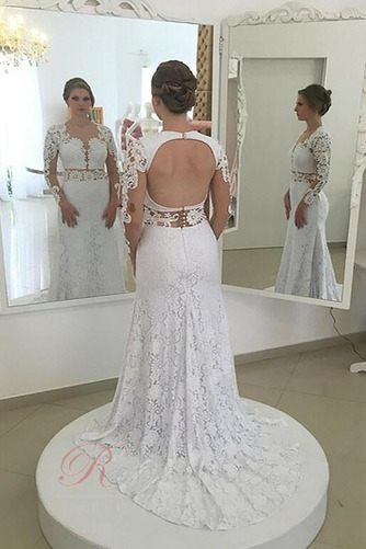 Robe de mariée Dos nu Train de balayage Couvert de Dentelle Plage - Page 1