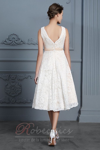 Robe de mariée Glamour Longueur Genou Col en V De plein air Nœud à Boucles - Page 2