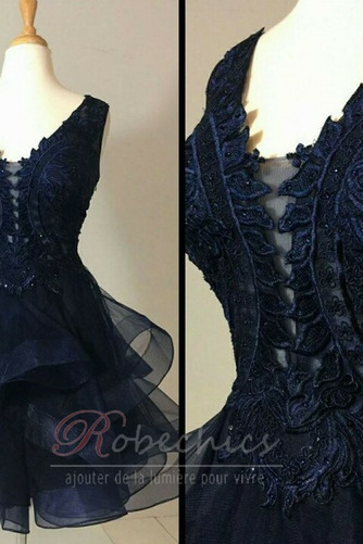 Robe de Cocktail Couvert de Dentelle Col en V Foncé Romantique - Page 5