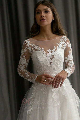 Robe de mariée Manche Longue Tulle Naturel taille Appliques Triangle Inversé - Page 3