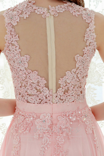 Robe de Soirée Epurée Printemps Appliques Col ras du Cou Chiffon - Page 6