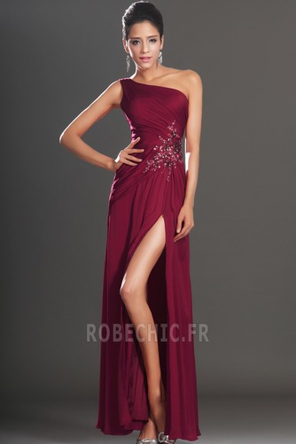 Robe de Bal Thigh-High Slit Sans Manches Milieu dos Mousseline de soie - Page 2