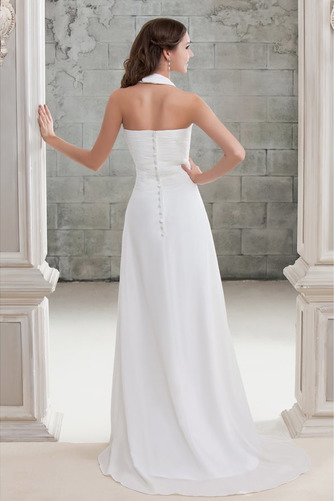 Robe de mariée Plissé Zip A-ligne Chiffon Col en V noble - Page 3