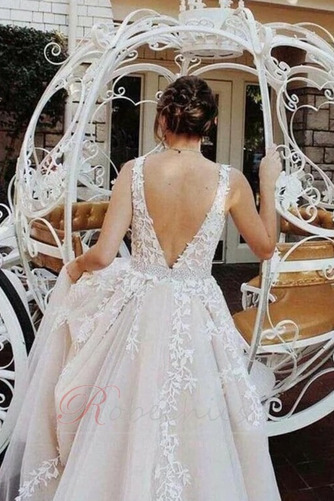 Robe de mariée Dos nu Perlé Col en V Fourreau Avec Bijoux Naturel taille - Page 2