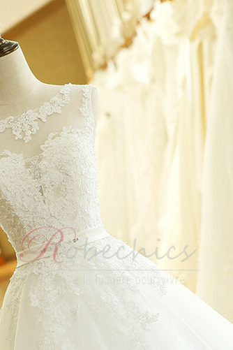 Robe de mariée Appliquer Col ras du Cou A-ligne Formelle Poire Tissu Dentelle - Page 5