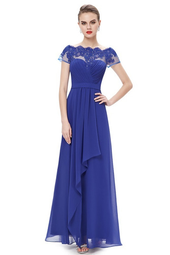 Robe de Soirée crêper A-ligne Col Bateau Sablier Longueur Cheville - Page 1
