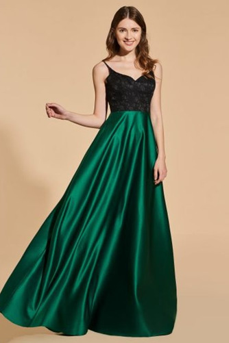 Robe de Soirée Longue A-ligne Bretelles Spaghetti Tissu Dentelle - Page 3