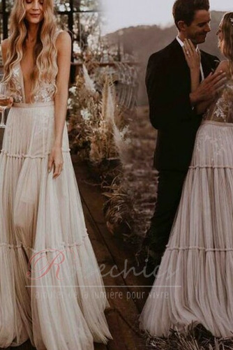 Robe de mariée Romantique Longueur ras du Sol Tulle Sans Manches Appliques - Page 2