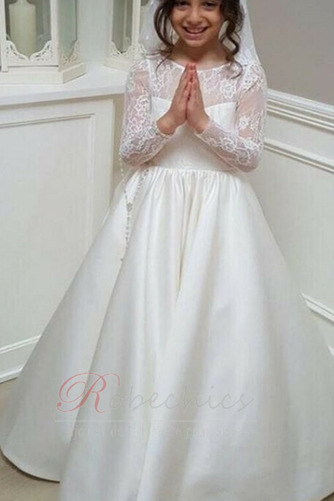 Robe Cortège Fille Dentelle aligne Manche Longue Longueur ras du Sol Automne - Page 1