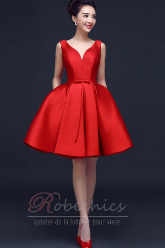 Robe de Cocktail Soie Epurée Lacez vers le haut Longueur Genou Été A-ligne - Page 3