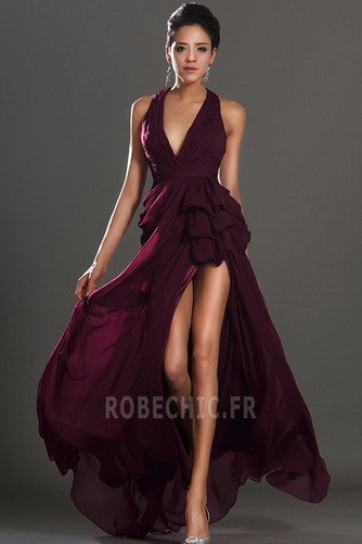 Robe de Bal Thigh-High Slit Traîne Courte Sans Manches Ouverture Frontale - Page 2