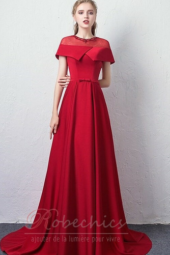 Robe de Soirée Col ras du Cou Naturel taille Perle Epurée Orné de Nœud à Boucle - Page 1