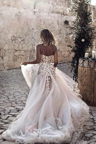 Robe de mariée Dos nu A-ligne Col en Cœur Jardin Couvert de Dentelle - Page 3