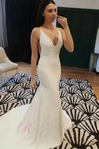 Robe de mariée Fourreau Satin Norme Simple Plage Col en V - Page 1