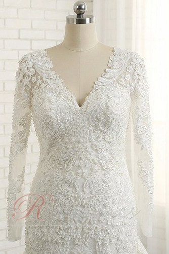 Robe de mariée Sirène Col en V Fourreau Avec Bijoux Naturel taille - Page 6