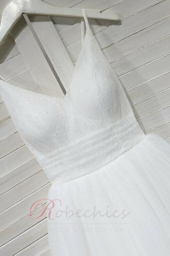Robe de mariée Col en V Lacet De plein air A-ligne Naturel taille - Page 3
